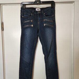 Paige Edgemont Zipper Detail Dark Blue Skinny Jeans Women's Size 26